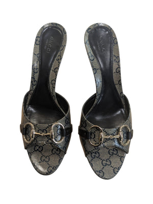 Gucci Crystal Lame Horsebit Slides Crystal Embellished Size 9