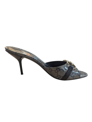 Gucci Crystal Lame Horsebit Slides Crystal Embellished Size 9