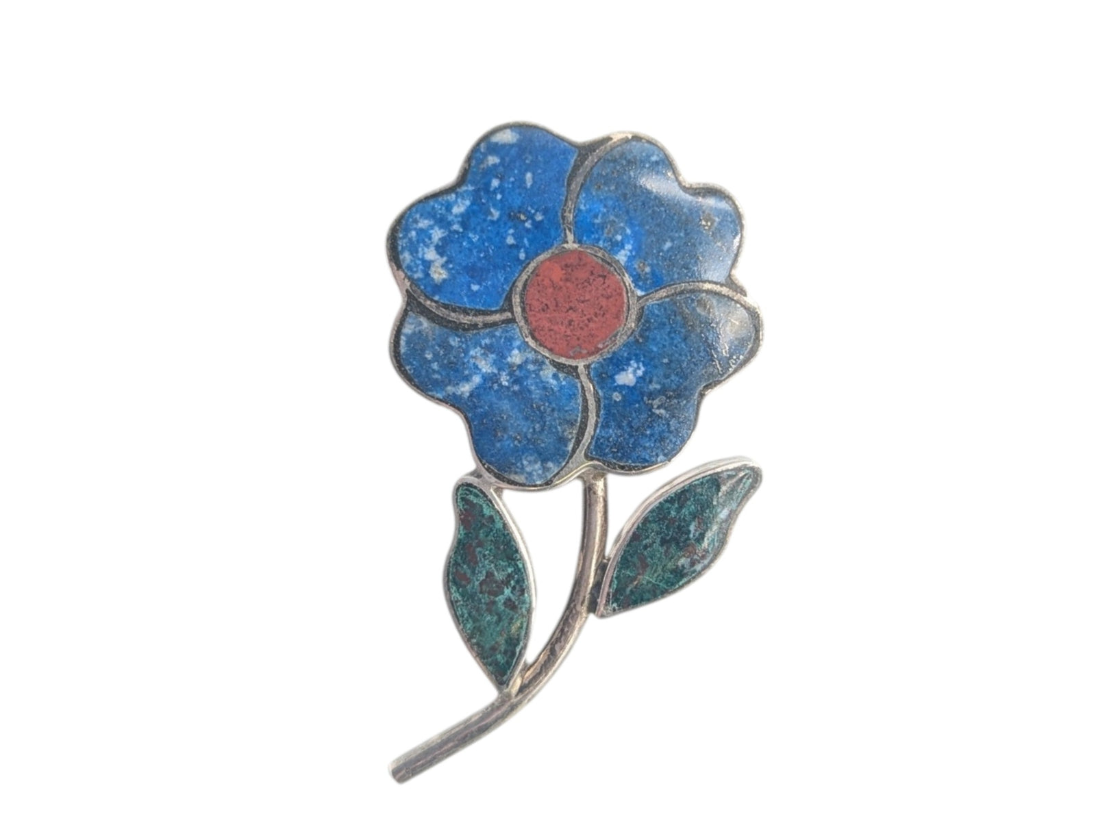 Pin Silver 980 w/ Various Inlaid Stone