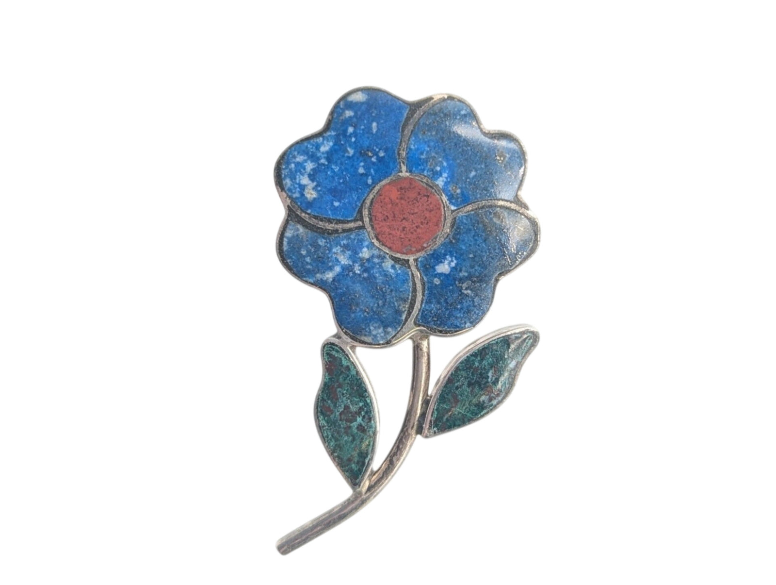 Pin Silver 980 w/ Various Inlaid Stone