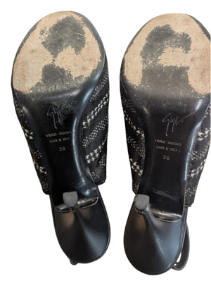 Giuseppe Zanotti Vintage Calf Hair Slingback Heels 39 Made in Italy
