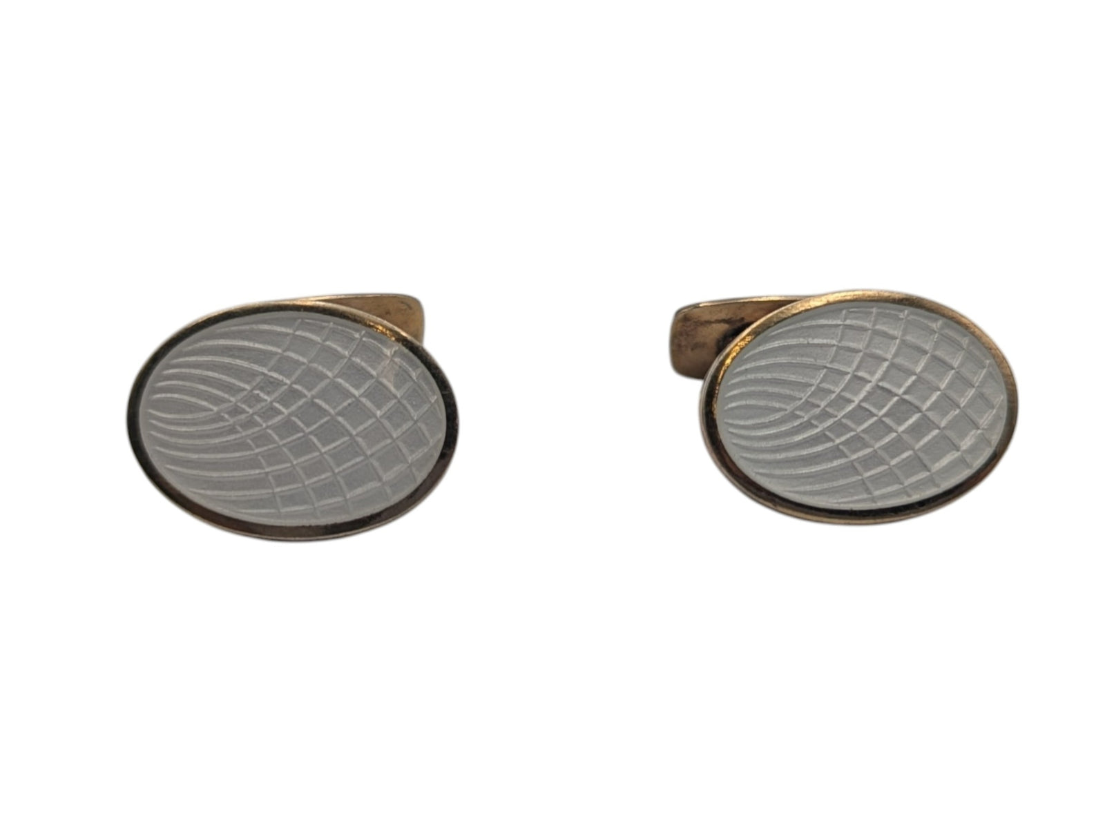 Cufflinks Gold Plated Silver w/ White Enamel
