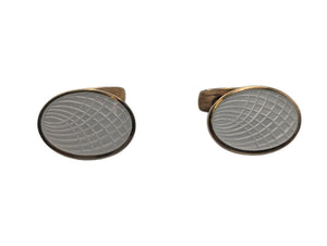 Cufflinks Gold Plated Silver w/ White Enamel