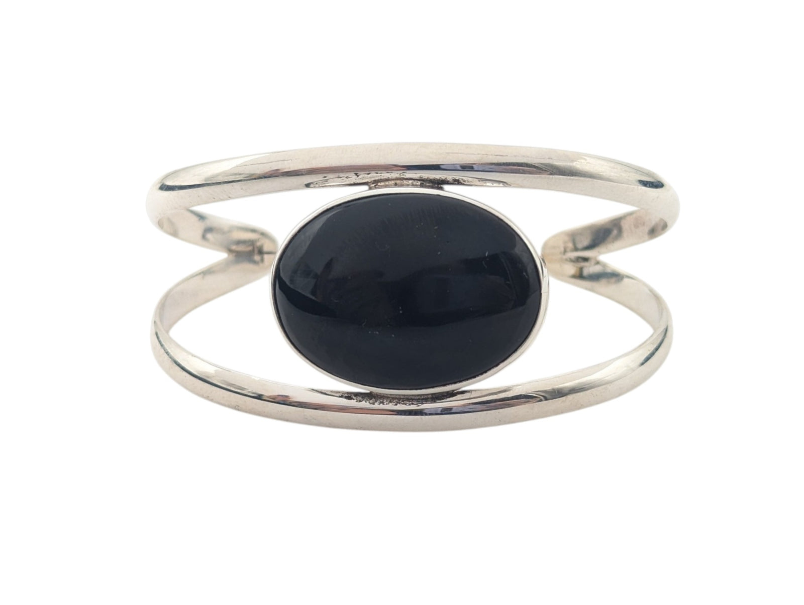 Bangle Sterling Silver w/ Large Black Onyx