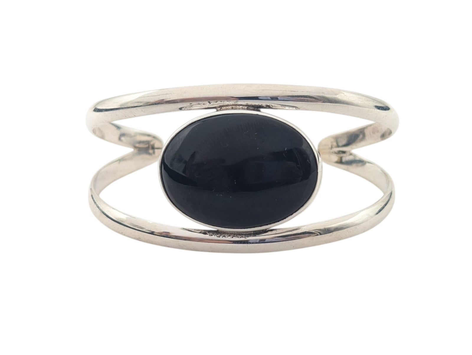 Bangle Sterling Silver w/ Large Black Onyx