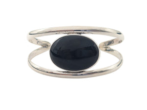 Bangle Sterling Silver w/ Large Black Onyx