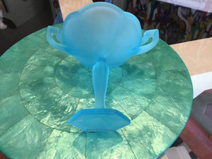 Vintage Westmoreland Colonial Light Blue Satin Mist Frosted Compote