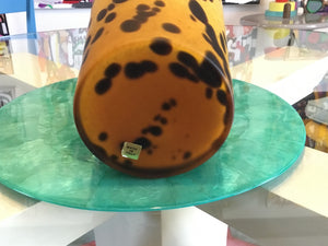 Vintage Cheetah Print Glass Vase