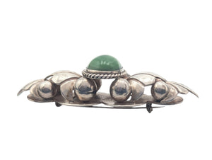Brooch Sterling Silver w/ Misc. Green Stone
