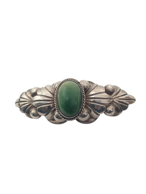 Brooch Sterling Silver w/ Misc. Green Stone