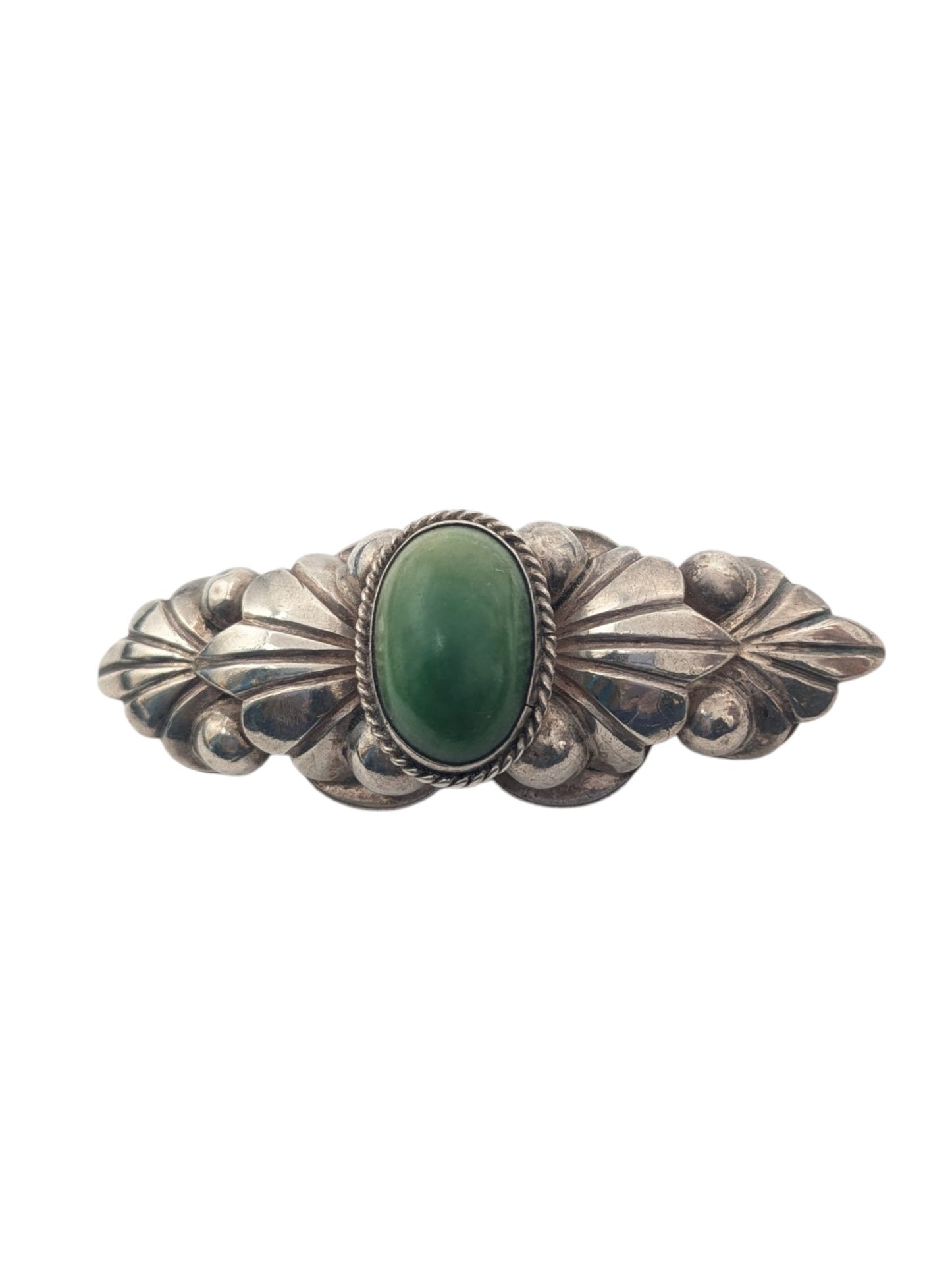 Brooch Sterling Silver w/ Misc. Green Stone