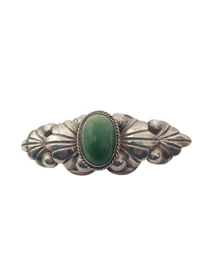 Brooch Sterling Silver w/ Misc. Green Stone
