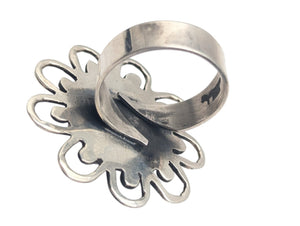 Ring Silver w/ Amethyst, Coral & Turquoise