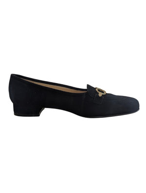 SALVATORE FERRAGAMO Black Suede Loafers Made in Italy Size 6.5
