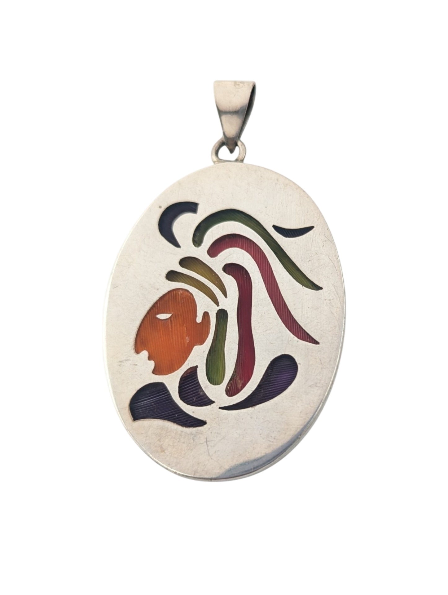 Pendant Sterling Silver w/ Enamel Inlay