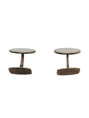 Cufflinks Gold Plated Silver w/ White Enamel