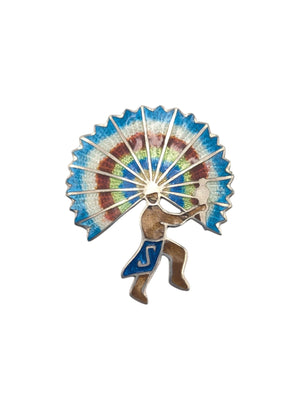 Pin Sterling Silver w/ Enamel Man w/ Headdress