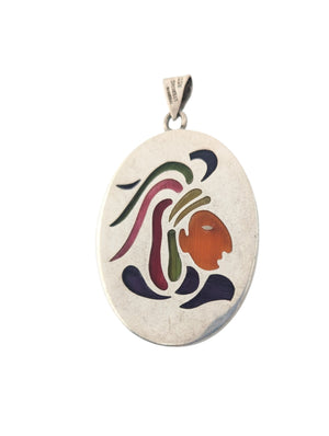 Pendant Sterling Silver w/ Enamel Inlay