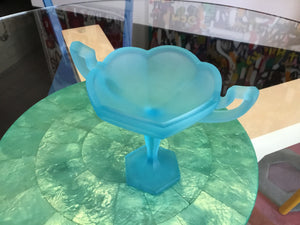 Vintage Westmoreland Colonial Light Blue Satin Mist Frosted Compote