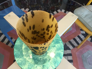 Vintage Cheetah Print Glass Vase