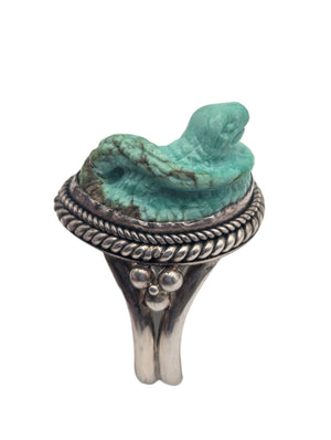Ring Sterling Silver w/ Snake Shaped Turquoise