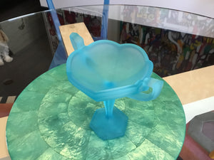 Vintage Westmoreland Colonial Light Blue Satin Mist Frosted Compote