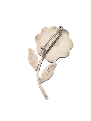 Pin Silver 980 w/ Various Inlaid Stone
