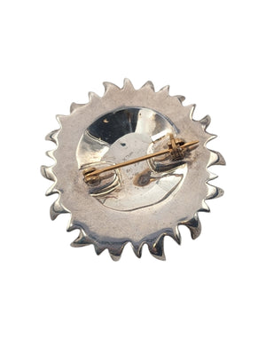 Brooch Gold Plate & Sterling Silver Sun w/ Face