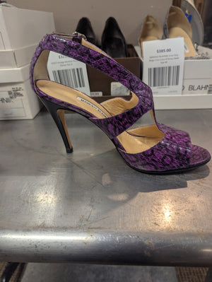 MANOLO BLAHNIK Purple Veromod Snake Skin Lilla Heels Size 40