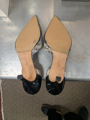 MANOLO BLAHNIK Icrux Grey Beige Criss Cross D'Orsay Heels Size 40