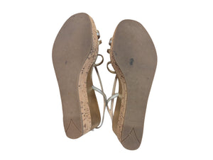 PRADA Platino Argento Sandals Cork Wedge Size 9