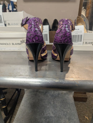 MANOLO BLAHNIK Purple Veromod Snake Skin Lilla Heels Size 40