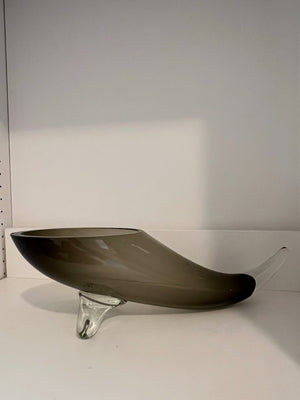 Smoked Glass Cornucopia Centerpiece Bowl
