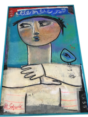 Original painting “Missing My Rubber Ducky” by Ati Sedgwick frame measurement 36 1/4 in x 24 1/4 in x 1 1/4 in