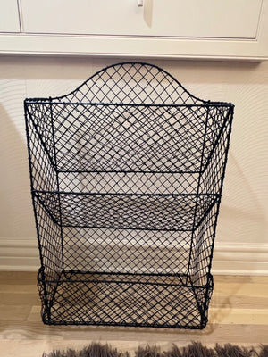 Vintage French Metal Woven Floor Basket