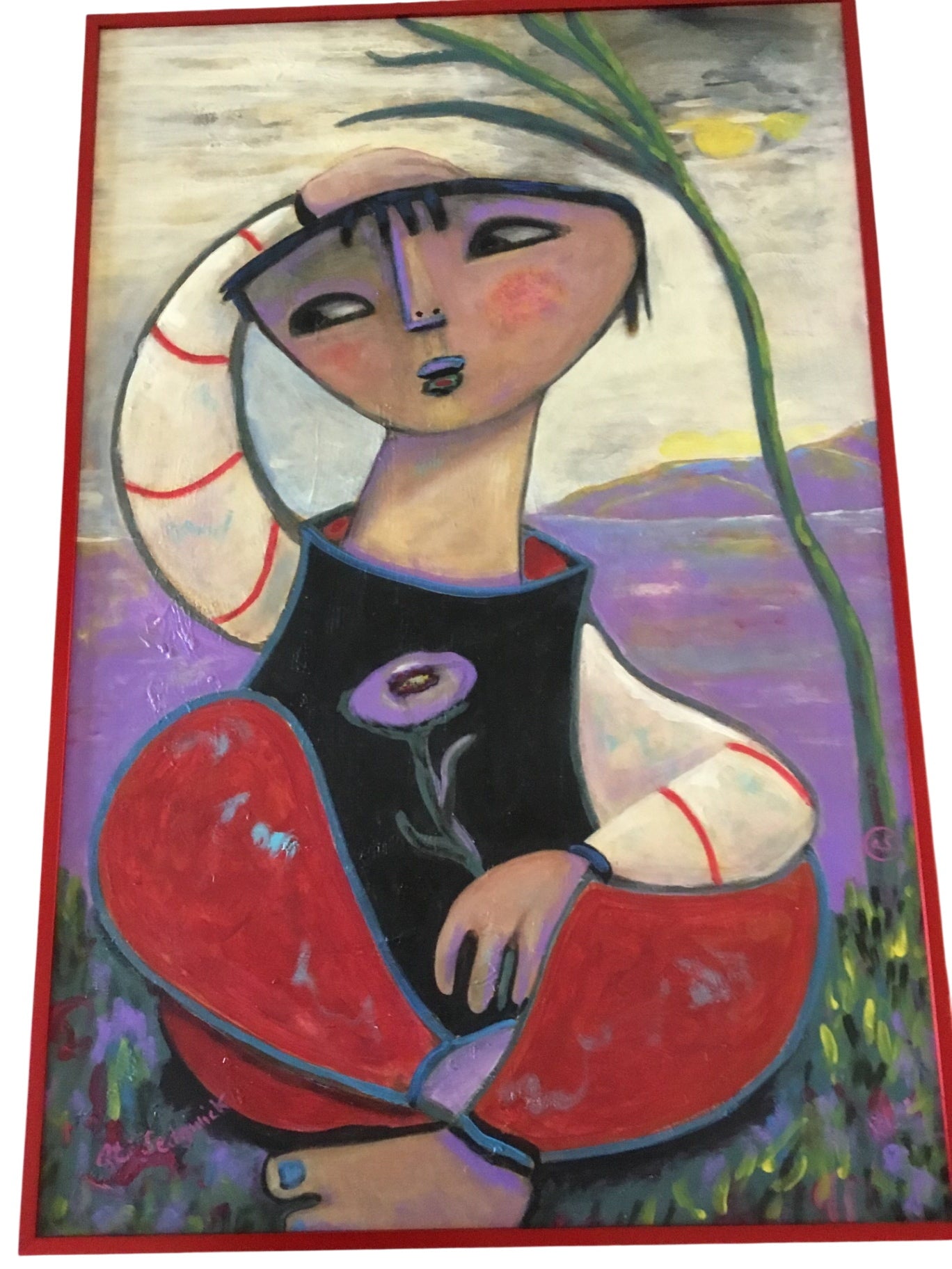Original mixed media painting “Moonlight Sonata” by Ati Sedgwick framed 36 1/4 in x 24 1/4 in x 1 1/4 in
