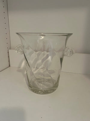 Hand Blown Glass Ice Bucket with Shell Handles