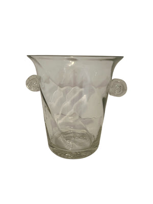 Hand Blown Glass Ice Bucket with Shell Handles
