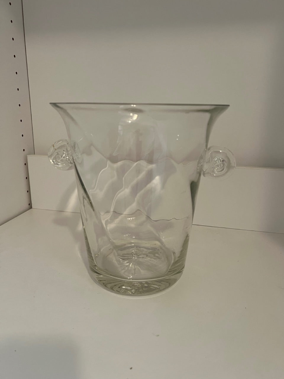 Hand Blown Glass Ice Bucket with Shell Handles