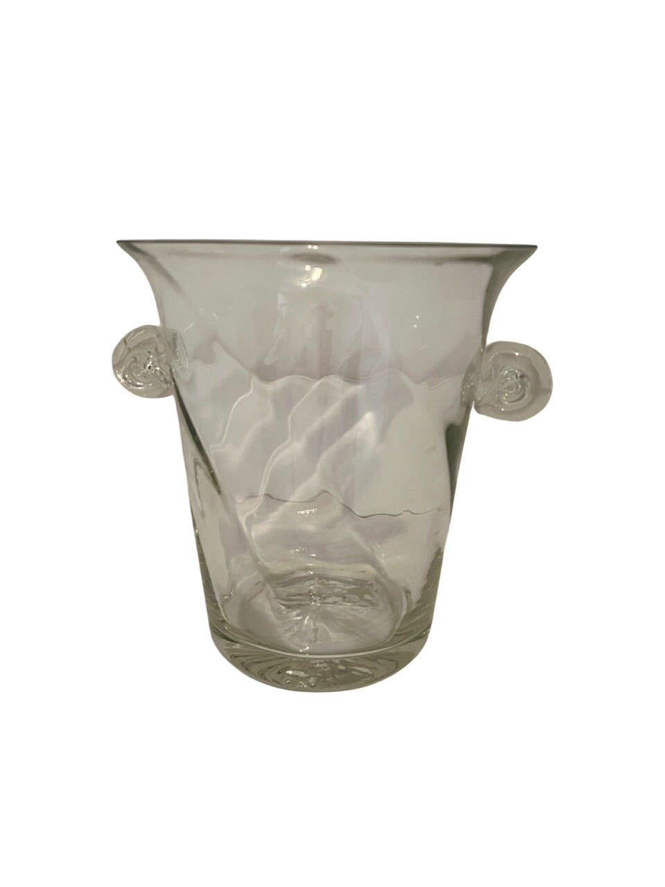 Hand Blown Glass Ice Bucket with Shell Handles