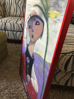Original mixed media painting “Moonlight Sonata” by Ati Sedgwick framed 36 1/4 in x 24 1/4 in x 1 1/4 in