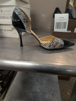 MANOLO BLAHNIK Icrux Grey Beige Criss Cross D'Orsay Heels Size 40