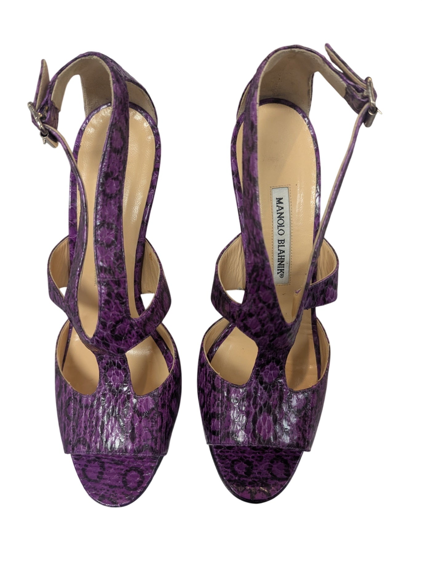 MANOLO BLAHNIK Purple Veromod Snake Skin Lilla Heels Size 40