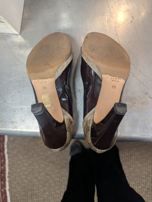 GUCCI Vintage Bamboo Peeptoe Pumps Size 9