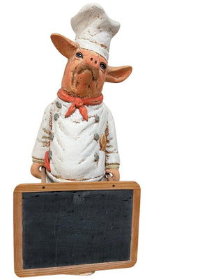 Pig Chef Sculpture with Chalkboard 29in x 12in x 8in