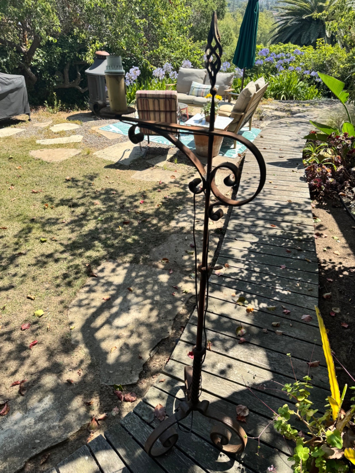 Rustic Wrought Iron Floor Lamp  65”H