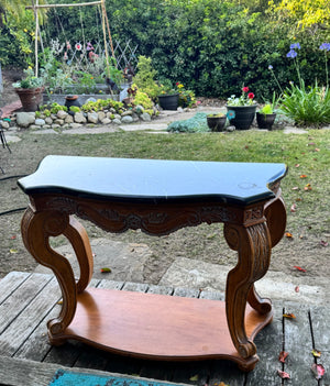 Black Marble Top Console Table 42” x 17.5 x 30.5”