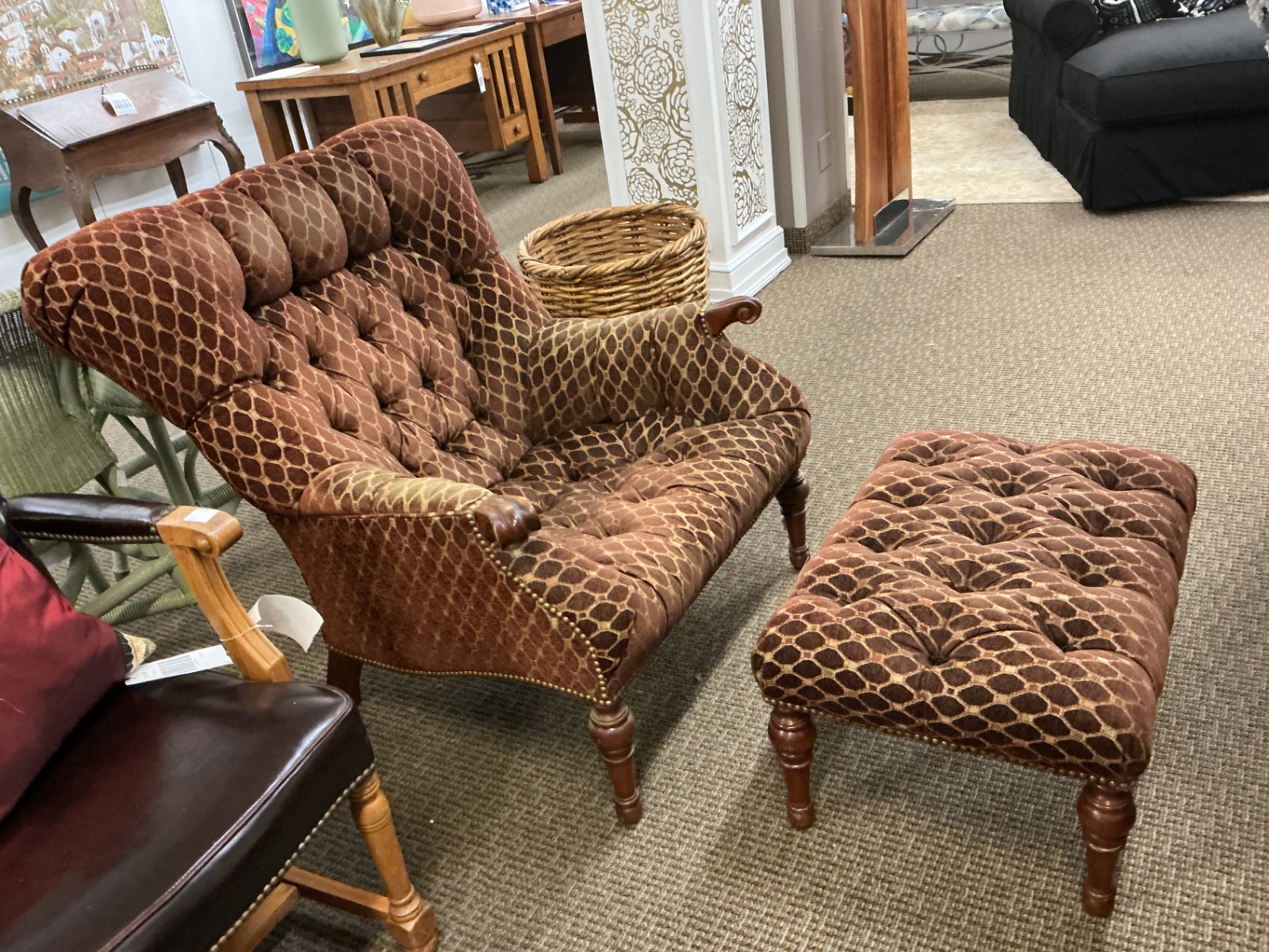 Stickley Leopold Tufted Chair & Ottoman