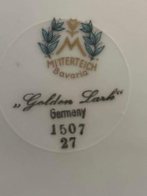 Mitterteich Bavaria "Golden Lark" Dishes 54 Pcs 8 Dinner 11 Soup 14 Salad 9 Berry 4 Bread 8 Saucers