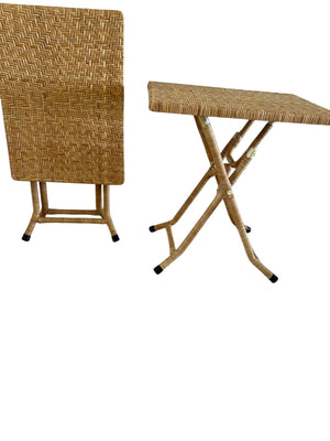 2 Foldable Rattan Woven Side Tables (pair) 26.5in x 24in x 17.5in
